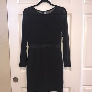 Black dress with mesh cutouts